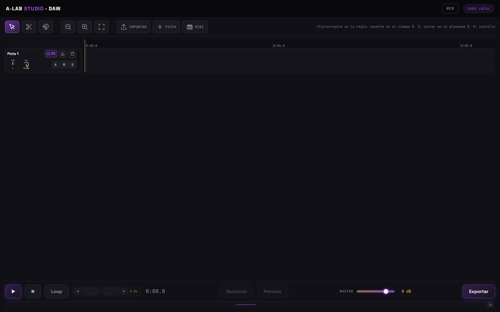 A-Studio multitrack DAW interface